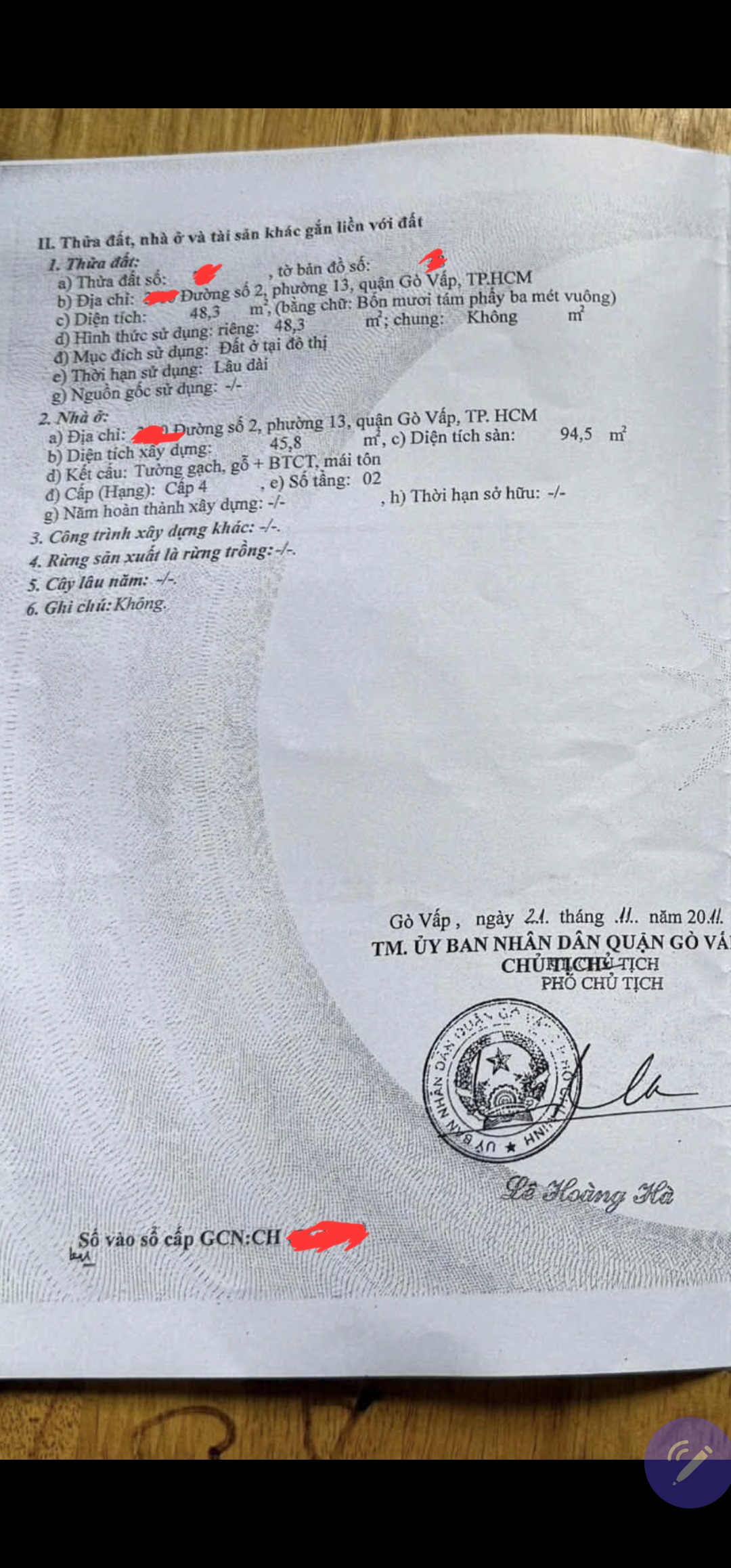 3,9 Tỉ ( TL ) - 48m2 - HXH nhỏ - Nhà cũ tiện cải tạo hoăc xây mới . Phạm Văn Chiêu . Căn góc thoáng