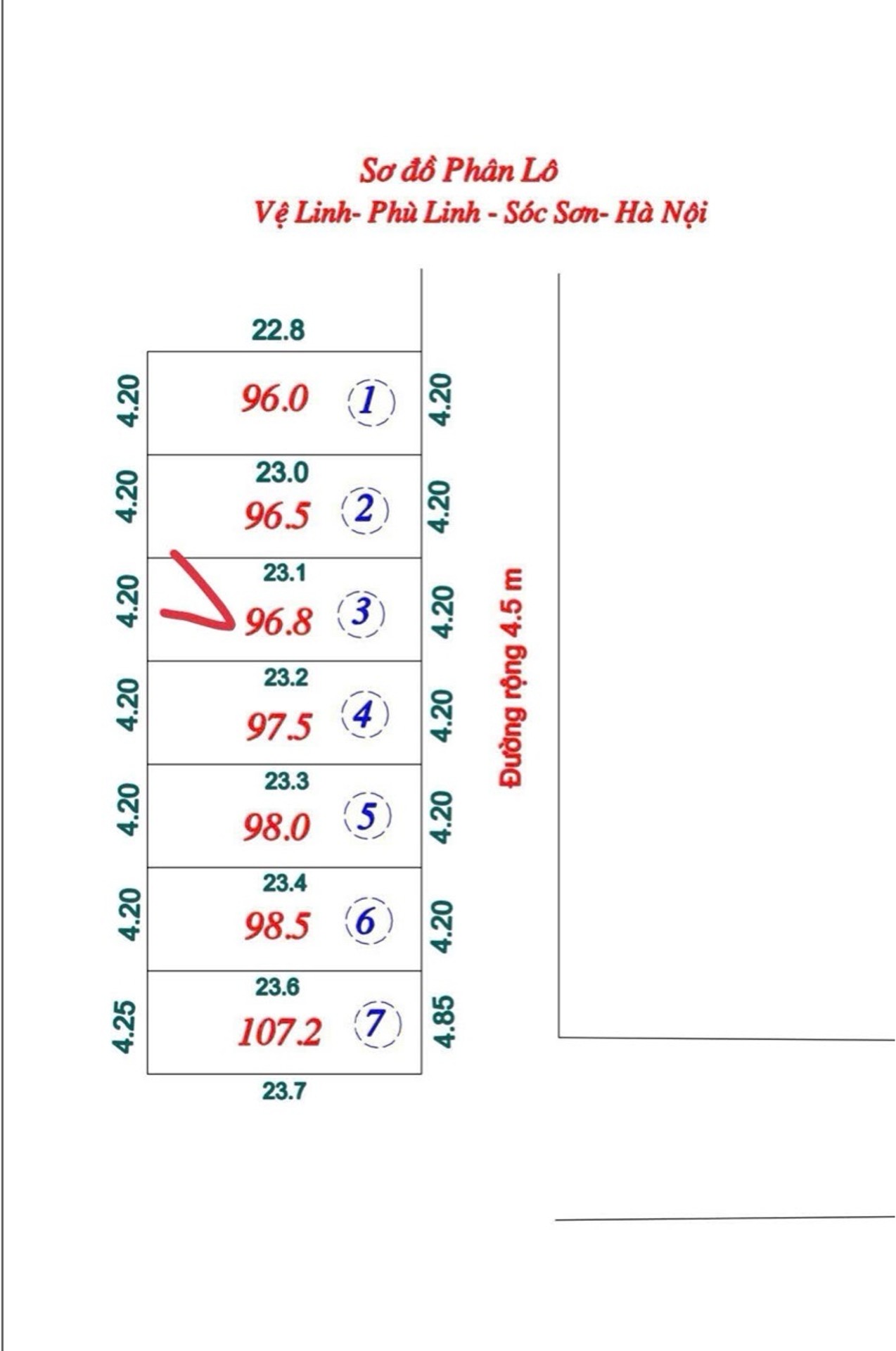 Bán đất thổ cư tại xã Sóc Sơn, Hà Nội, diện tích 96.8m², giá 2.2 tỷ VNĐ
