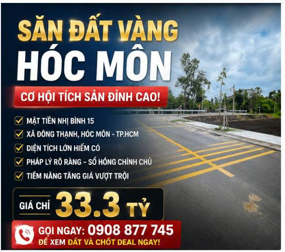 Cần Bán Đất Mặt Tiền Nhị Bình 15, Hóc Môn 3920m2, Chỉ 33.3 Tỷ.