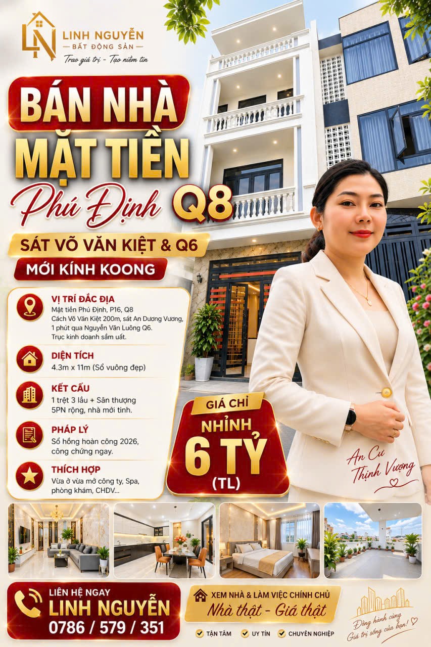 Siêu phẩm nhà mặt tiền Bến Phú Định sát Võ Văn Kiệt cùng giá cực hấp dẫn