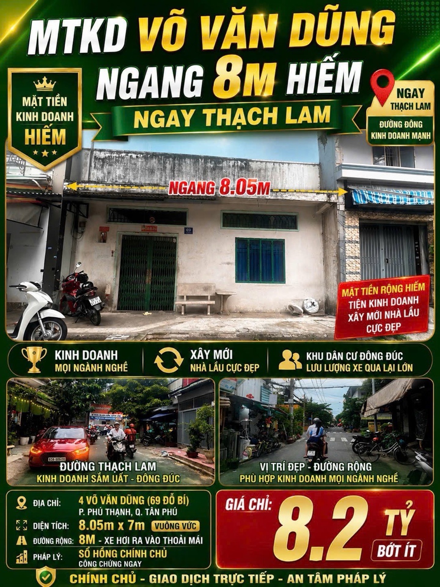Nhà mặt phố rộng rãi, giá hời tại trung tâm Tân Phú