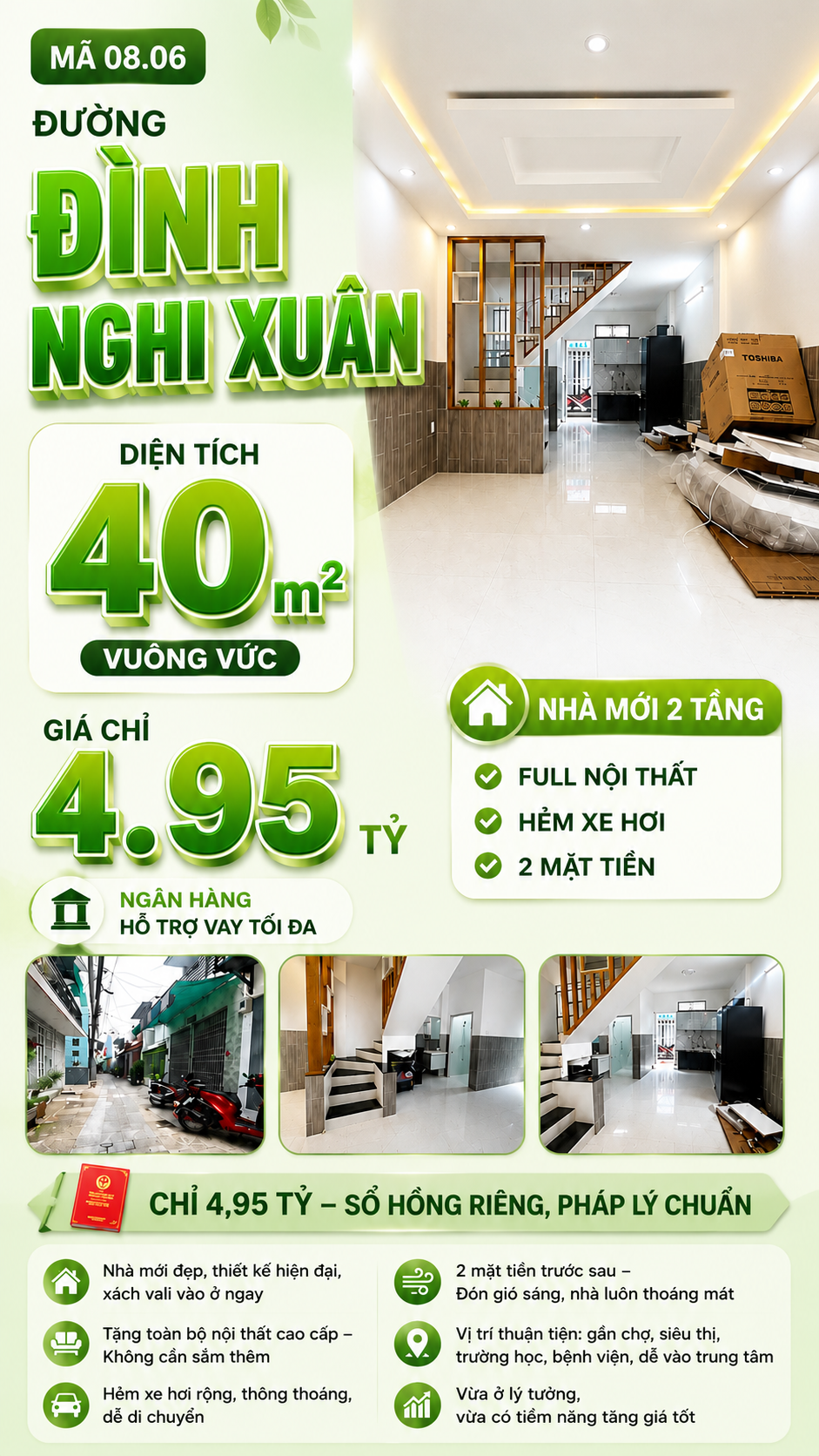 🏡 NHÀ MỚI ĐẸP – KỀ TÂN PHÚ - FULL NỘI THẤT – HẺM XE HƠI – 2 MẶT TIỀN TRƯỚC SAU – CHỈ 4,95 TỶ -