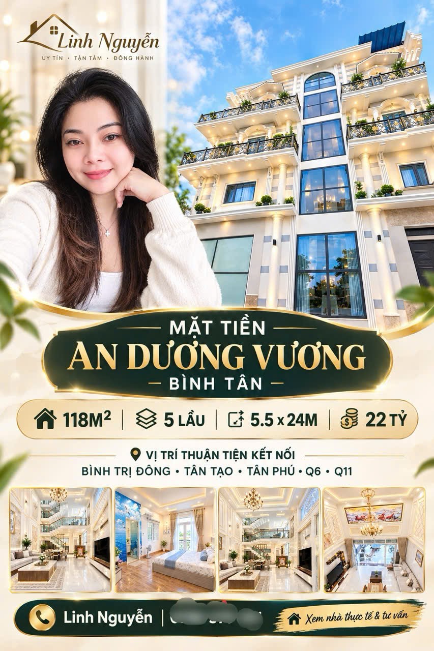 🏡 MẶT TIỀN BÌNH TÂN – AN DƯƠNG VƯƠNG | 118M² – 5 LẦU – 22 TỶ
📍 Vị trí mặt tiền An Dương Vương,