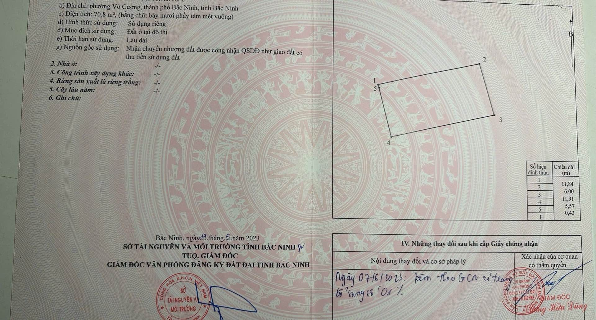 Bán đất võ cường bắc ninh