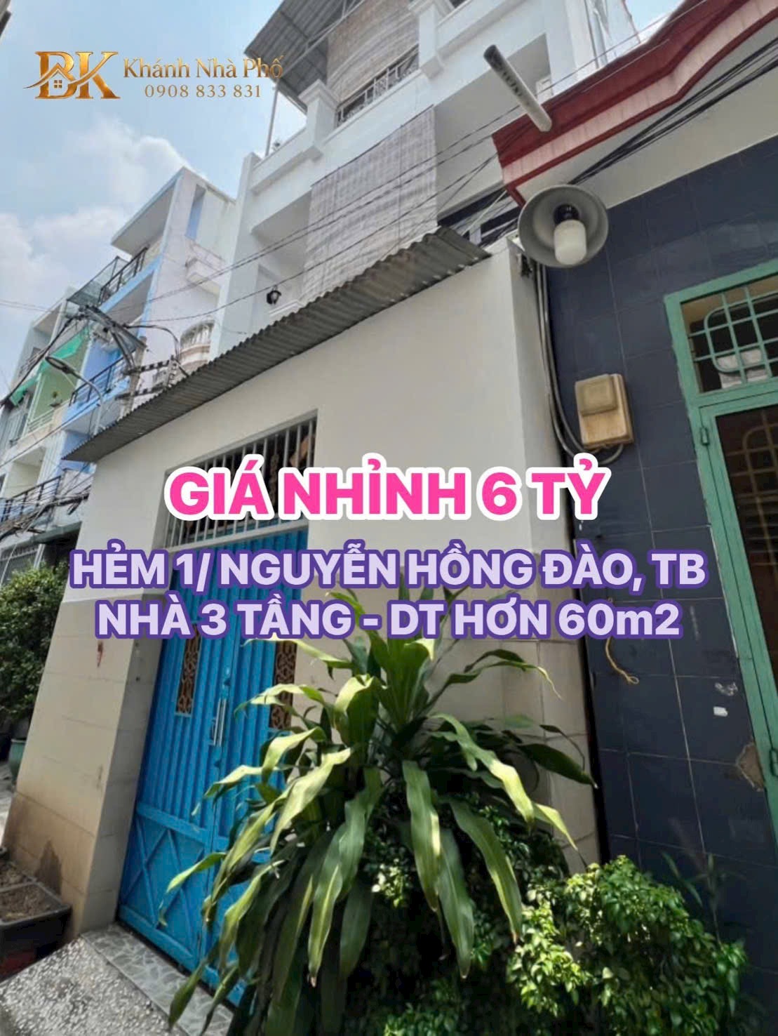 🏠HẺM 1/ NGUYỄN HỒNG ĐÀO, TÂN BÌNH - NHÀ 3 TẦNG - DT HƠN 60m2 - GIÁ NHỈNH 6 TỶ 💕💕
