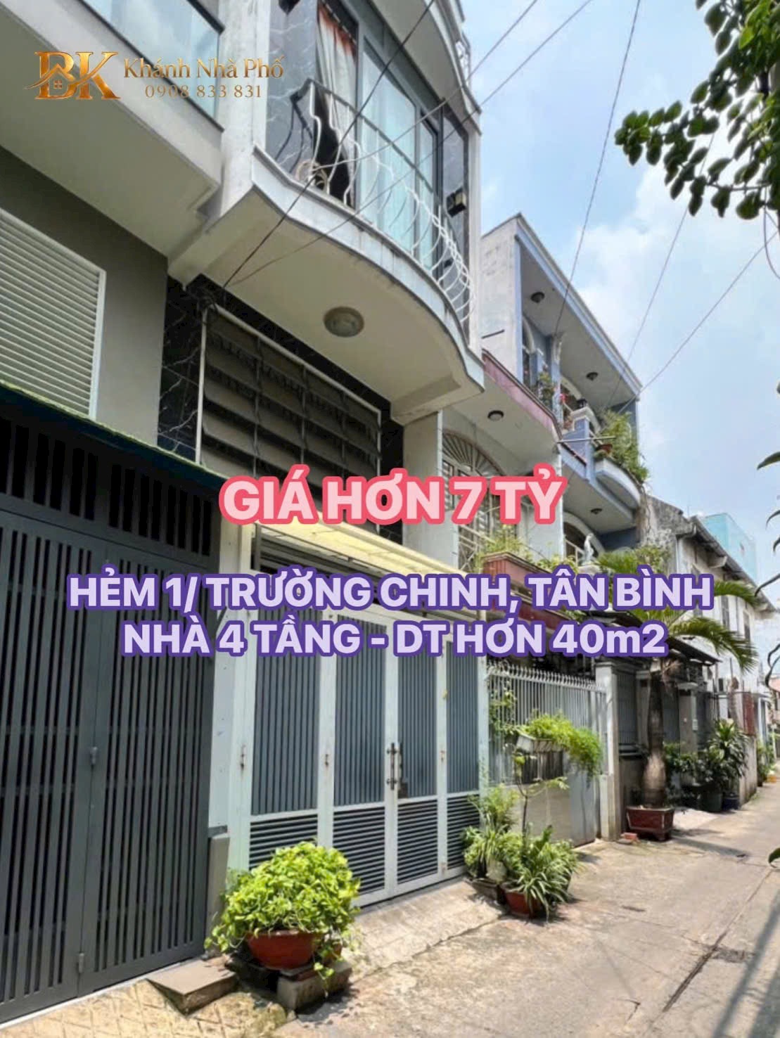 🏠 CHỦ GIẢM 200tr - HẺM 1/ TRƯỜNG CHINH, TÂN BÌNH - NHÀ 4 TẦNG - DT HƠN 40m2 - GIÁ HƠN 7🧄