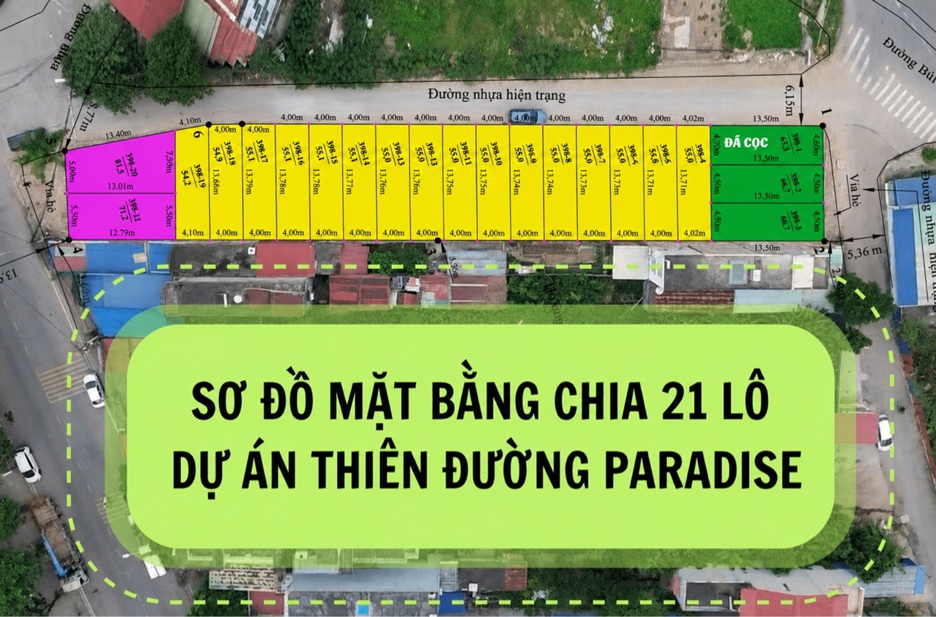 Bán đất dự án phân lô Thiên Đường Paradise gần nút giao trọng điểm với mặt tiền rộng 4m