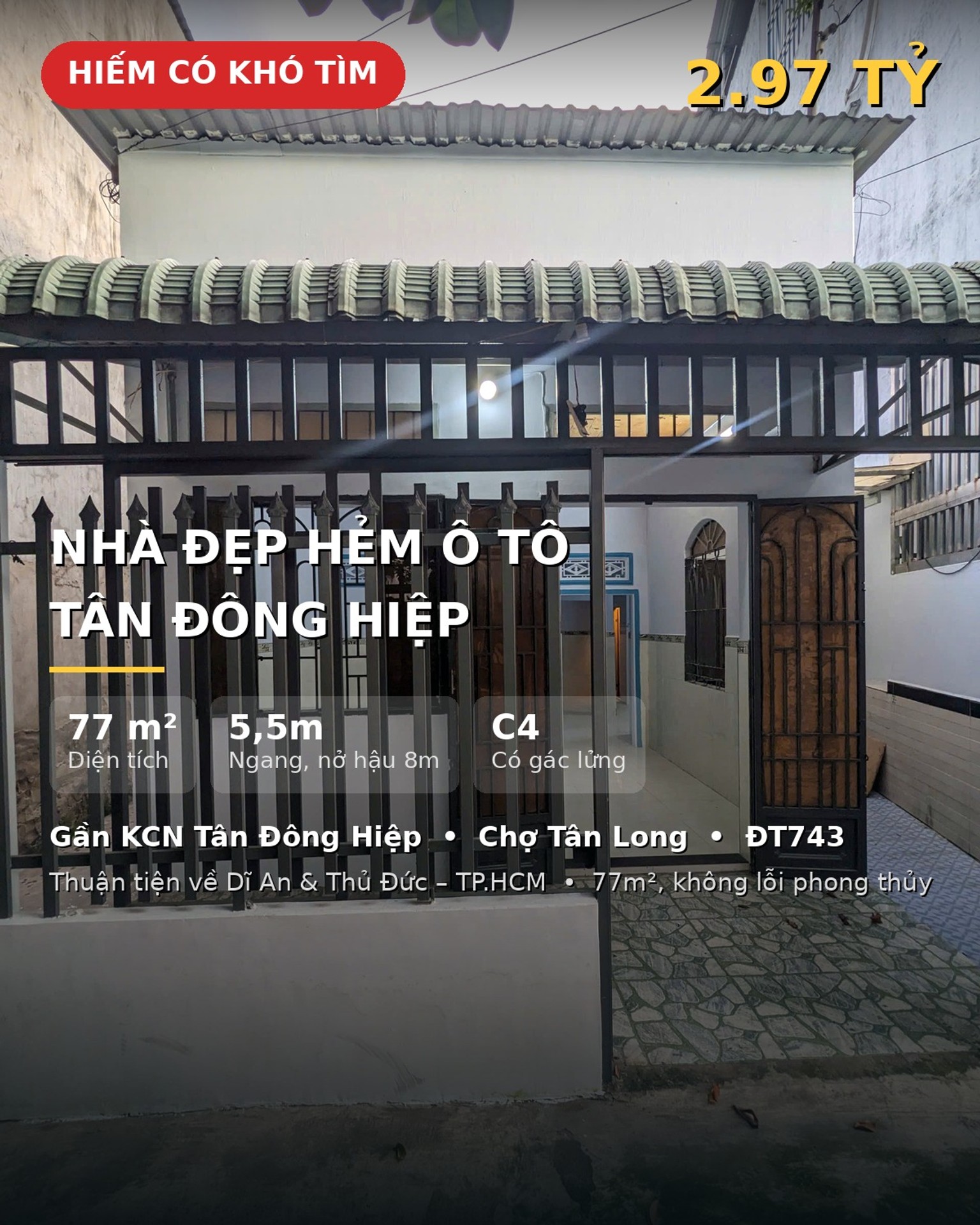 Nhà riêng hẻm ô tô tại Tân Đông Hiệp, phù hợp an cư, giá hợp lý